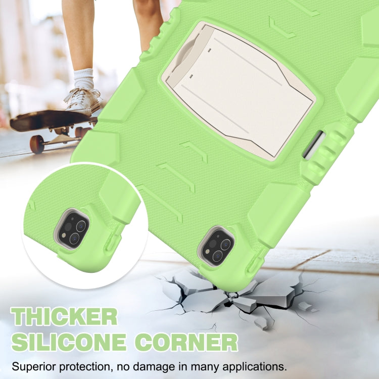 For iPad Pro 12.9 2022 / 2021 3-Layer Protection Screen Frame + PC + Silicone Shockproof Combination Tablet Case with Holder(Matcha Green) - iPad Pro 12.9 (2022/2021) Cases by buy2fix | Online Shopping UK | buy2fix
