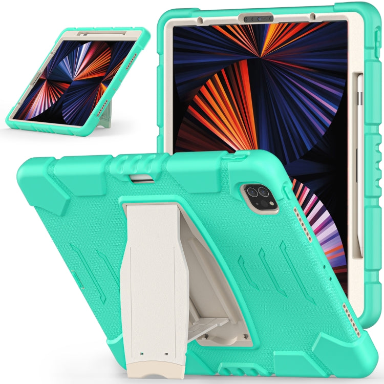 For iPad Pro 12.9 2022 / 2021 3-Layer Protection Screen Frame + PC + Silicone Shockproof Combination Tablet Case with Holder(Mint Green) - iPad Pro 12.9 (2022/2021) Cases by buy2fix | Online Shopping UK | buy2fix