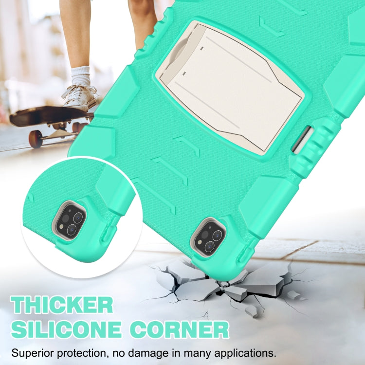 For iPad Pro 12.9 2022 / 2021 3-Layer Protection Screen Frame + PC + Silicone Shockproof Combination Tablet Case with Holder(Mint Green) - iPad Pro 12.9 (2022/2021) Cases by buy2fix | Online Shopping UK | buy2fix