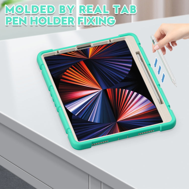 For iPad Pro 12.9 2022 / 2021 3-Layer Protection Screen Frame + PC + Silicone Shockproof Combination Tablet Case with Holder(Mint Green) - iPad Pro 12.9 (2022/2021) Cases by buy2fix | Online Shopping UK | buy2fix