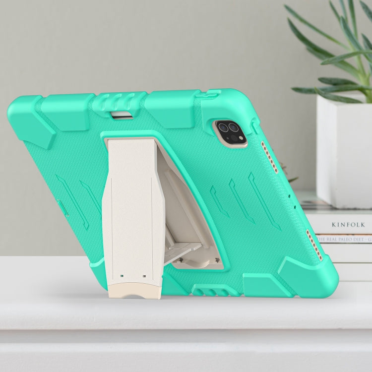 For iPad Pro 12.9 2022 / 2021 3-Layer Protection Screen Frame + PC + Silicone Shockproof Combination Tablet Case with Holder(Mint Green) - iPad Pro 12.9 (2022/2021) Cases by buy2fix | Online Shopping UK | buy2fix
