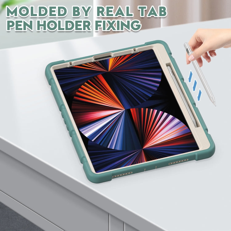For iPad Pro 12.9 2022 / 2021 3-Layer Protection Screen Frame + PC + Silicone Shockproof Combination Tablet Case with Holder(Emerald Green) - iPad Pro 12.9 (2022/2021) Cases by buy2fix | Online Shopping UK | buy2fix