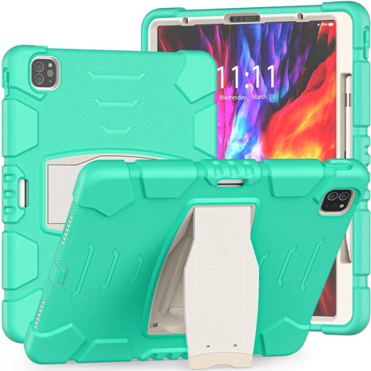 For iPad Pro 12.9 2020 3-Layer Protection Screen Frame + PC + Silicone Shockproof Combination Tablet Case with Holder(Mint Green) - iPad Pro 12.9 (2020) Cases by buy2fix | Online Shopping UK | buy2fix