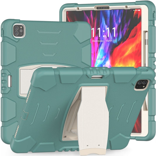 For iPad Pro 12.9 2020 3-Layer Protection Screen Frame + PC + Silicone Shockproof Combination Tablet Case with Holder(Emerald Green) - iPad Pro 12.9 (2020) Cases by buy2fix | Online Shopping UK | buy2fix