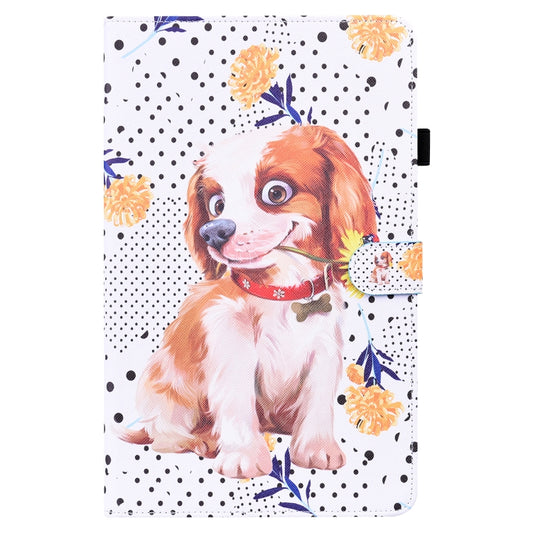 For Samsung Galaxy Tab S8 / Galaxy Tab S7 2020 SM-T870 / SM-T875 Animal Pattern Horizontal Flip Leather Case with Holder & Card Slots & Photo Frame(Little Flower Dog) by buy2fix
