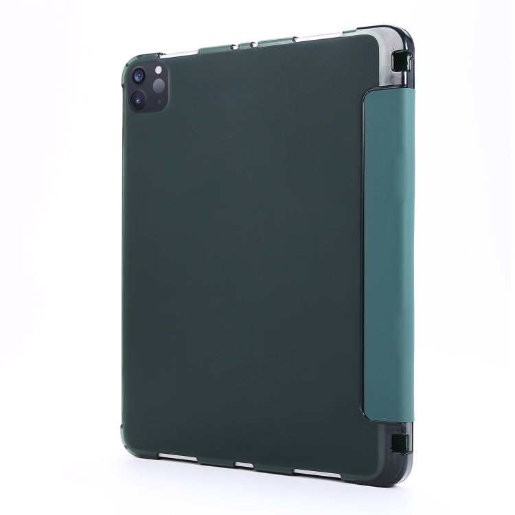 For iPad Pro 12.9 2022 / 2021 Multi-folding Horizontal Flip PU Leather + Shockproof Airbag TPU Tablet Case with Holder & Pen Slot & Wake-up / Sleep Function(Deep Green) - iPad Pro 12.9 (2022/2021) Cases by buy2fix | Online Shopping UK | buy2fix