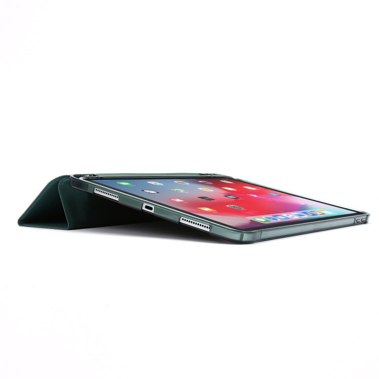 For iPad Pro 12.9 2022 / 2021 Multi-folding Horizontal Flip PU Leather + Shockproof Airbag TPU Tablet Case with Holder & Pen Slot & Wake-up / Sleep Function(Deep Green) - iPad Pro 12.9 (2022/2021) Cases by buy2fix | Online Shopping UK | buy2fix