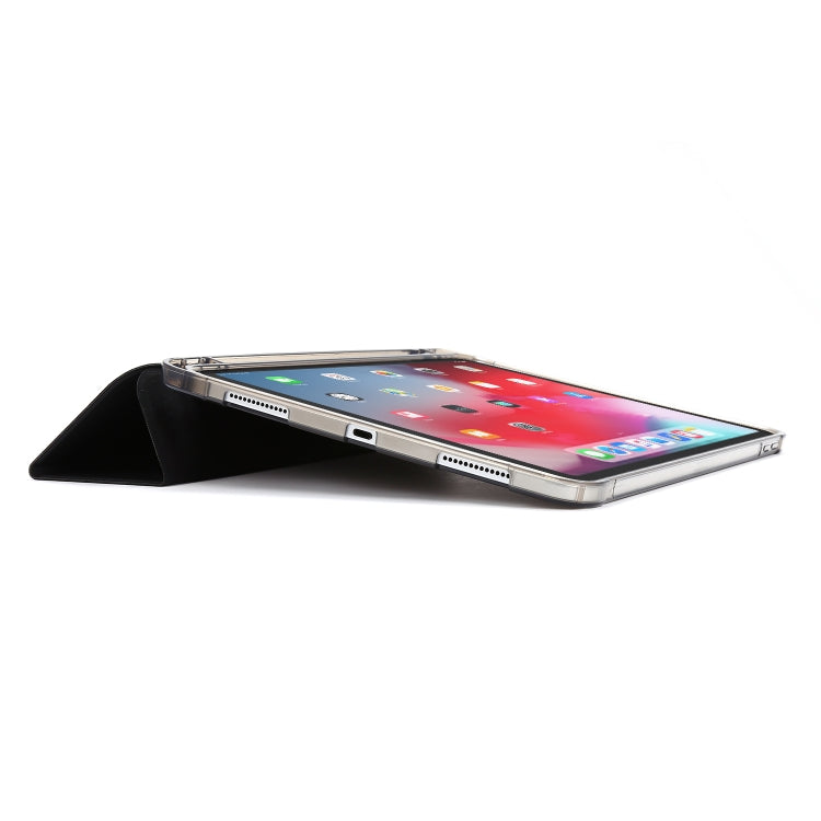 For iPad Pro 12.9 2022 / 2021 Multi-folding Horizontal Flip PU Leather + Shockproof Airbag TPU Tablet Case with Holder & Pen Slot & Wake-up / Sleep Function(Black) - iPad Pro 12.9 (2022/2021) Cases by buy2fix | Online Shopping UK | buy2fix