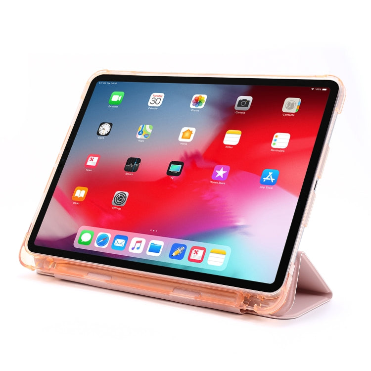 For iPad Pro 12.9 2022 / 2021 Multi-folding Horizontal Flip PU Leather + Shockproof Airbag TPU Tablet Case with Holder & Pen Slot & Wake-up / Sleep Function(Gold) - iPad Pro 12.9 (2022/2021) Cases by buy2fix | Online Shopping UK | buy2fix