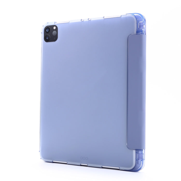 For iPad Pro 12.9 2022 / 2021 Multi-folding Horizontal Flip PU Leather + Shockproof Airbag TPU Tablet Case with Holder & Pen Slot & Wake-up / Sleep Function(Purple) - iPad Pro 12.9 (2022/2021) Cases by buy2fix | Online Shopping UK | buy2fix