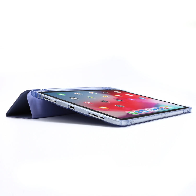 For iPad Pro 12.9 2022 / 2021 Multi-folding Horizontal Flip PU Leather + Shockproof Airbag TPU Tablet Case with Holder & Pen Slot & Wake-up / Sleep Function(Purple) - iPad Pro 12.9 (2022/2021) Cases by buy2fix | Online Shopping UK | buy2fix