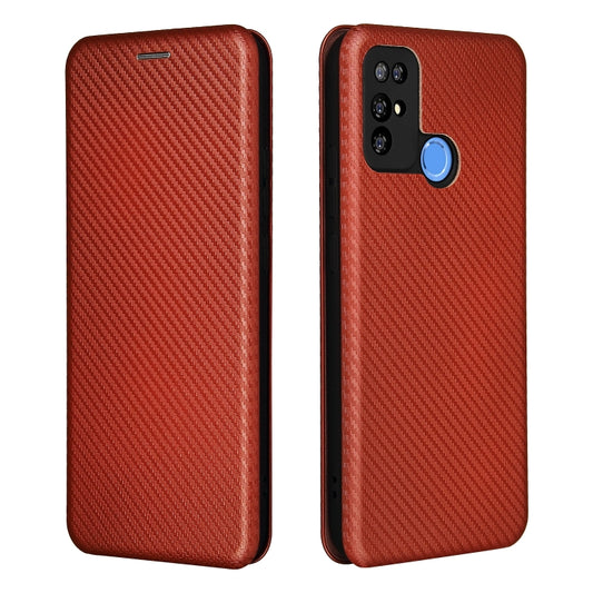 For Doogee X96 Pro Carbon Fiber Texture Horizontal Flip TPU + PC + PU Leather Case with Card Slot(Brown) by buy2fix