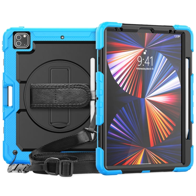 For iPad Pro 12.9 2022 / 2021 / 2020 / 2018 Shockproof Colorful Silicone + PC Protective Tablet Case with Holder & Shoulder Strap & Hand Strap & Pen Slot(Sky Blue Silicone) - iPad Pro 12.9 (2022/2021) Cases by buy2fix | Online Shopping UK | buy2fix