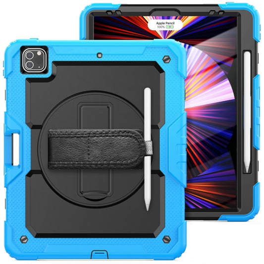 For iPad Pro 12.9 2022 / 2021 / 2020 / 2018 Shockproof Colorful Silicone + PC Protective Tablet Case with Holder & Shoulder Strap & Hand Strap & Pen Slot(Sky Blue Silicone) - iPad Pro 12.9 (2022/2021) Cases by buy2fix | Online Shopping UK | buy2fix