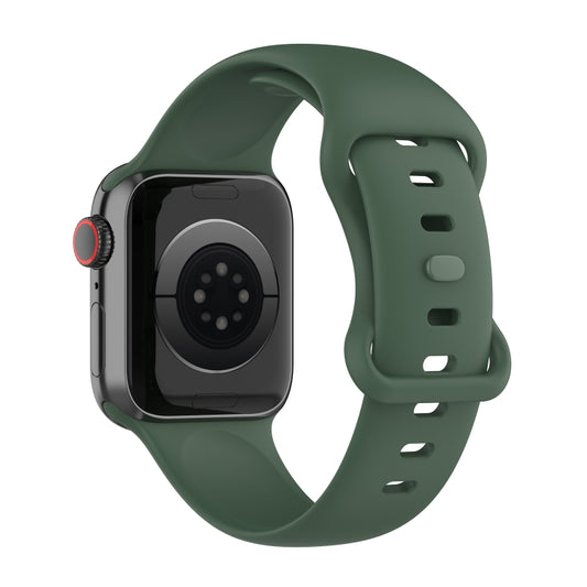 Small Size Silicone Watch Band For Apple Watch Ultra 49mm& Ultra 2 49mm / Series 9&8&7 45mm / SE 3&SE 2&6&SE&5&4 44mm / 3&2&1 42mm(Dark Green) by buy2fix