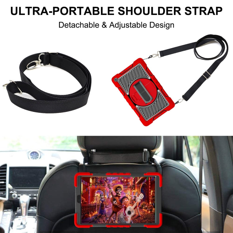 For Samsung Galaxy Tab A 10.1 2019 T515 360 Degree Rotation Contrast Color Shockproof Silicone + PC Case with Holder & Hand Grip Strap & Shoulder Strap(Red+Black) - Tab A 10.1 (2019) T510 / T515 by buy2fix | Online Shopping UK | buy2fix