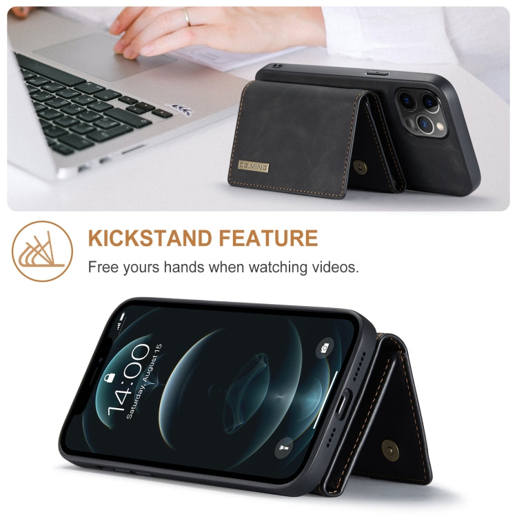 For iPhone 12 / 12 Pro DG.MING M1 Series 3-Fold Multi Card Wallet + Magnetic Back Cover Shockproof Case with Holder Function(Black) - iPhone 12 / 12 Pro Cases by DG.MING | Online Shopping UK | buy2fix