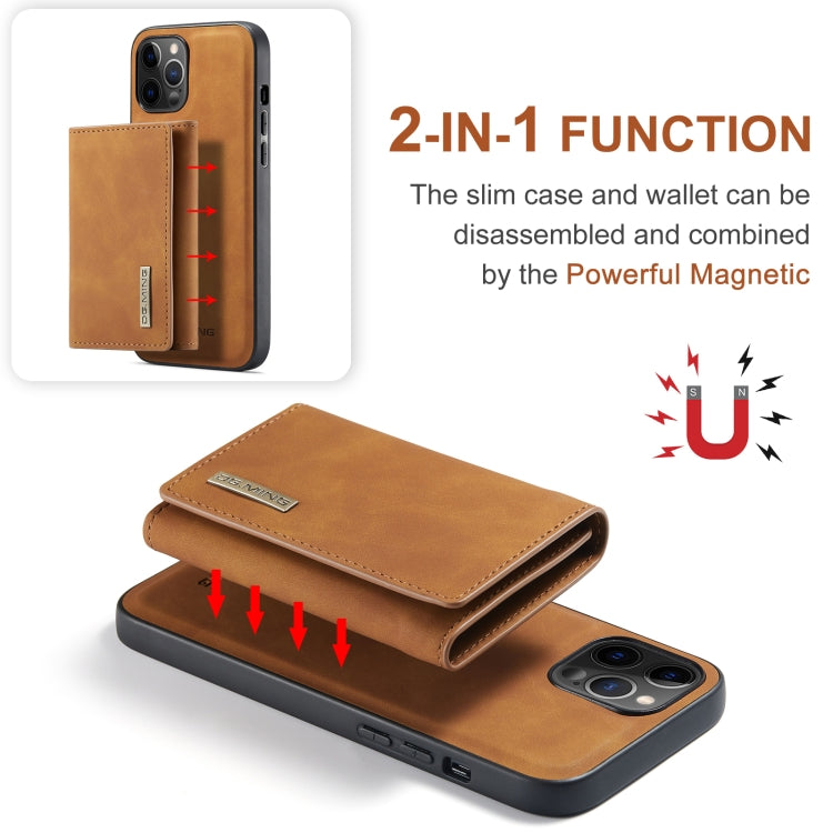 For iPhone 12 / 12 Pro DG.MING M1 Series 3-Fold Multi Card Wallet + Magnetic Back Cover Shockproof Case with Holder Function(Brown) - iPhone 12 / 12 Pro Cases by DG.MING | Online Shopping UK | buy2fix