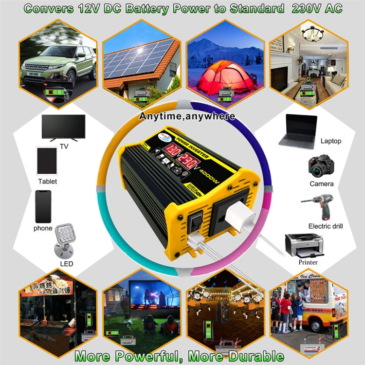Legend II Generation 12V to 110V 4000W Modified Square Wave Car Power Inverter(Black) - Modified Square Wave by buy2fix | Online Shopping UK | buy2fix