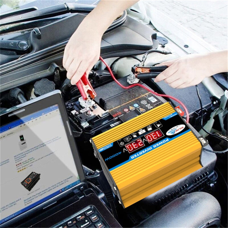 Tang II Generation 12V to 220V 4000W Modified Square Wave Car Power Inverter(Yellow) - Modified Square Wave by buy2fix | Online Shopping UK | buy2fix