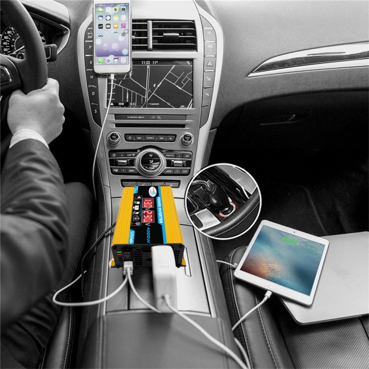 Tang II Generation 12V to 220V 4000W Modified Square Wave Car Power Inverter(Yellow) - Modified Square Wave by buy2fix | Online Shopping UK | buy2fix