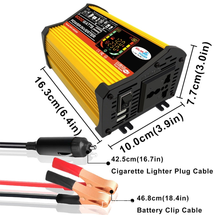 Legend III Generation DC12V to AC110V 6000W Modified Square Wave Car Power Inverter with LED Display(Yellow) - Modified Square Wave by buy2fix | Online Shopping UK | buy2fix