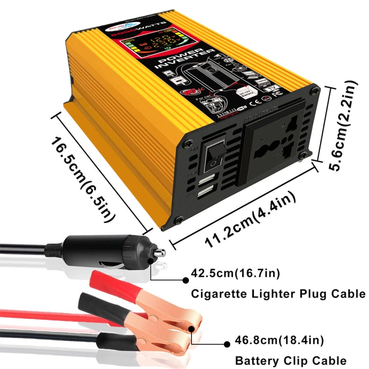 Tang III Generation 12V to 110V 6000W Modified Square Wave Car Power Inverter with LCD Display & Dual USB(Yellow) - Modified Square Wave by buy2fix | Online Shopping UK | buy2fix