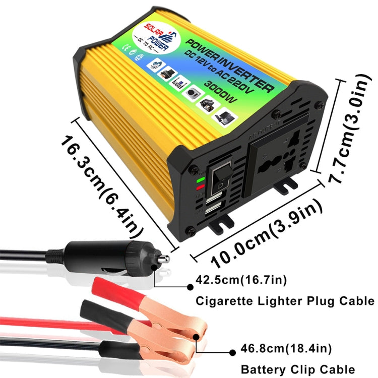 Legend I Generation DC12V to AC110V 3000W Modified Square Wave Car Power Inverter(Yellow) - Modified Square Wave by buy2fix | Online Shopping UK | buy2fix
