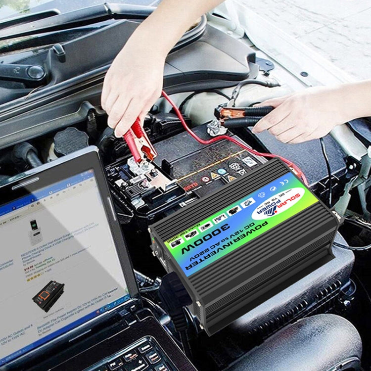 Tang I Generation 12V to 110V 3000W Modified Square Wave Intelligent Car Power Inverter with Dual USB(Black) - Modified Square Wave by buy2fix | Online Shopping UK | buy2fix