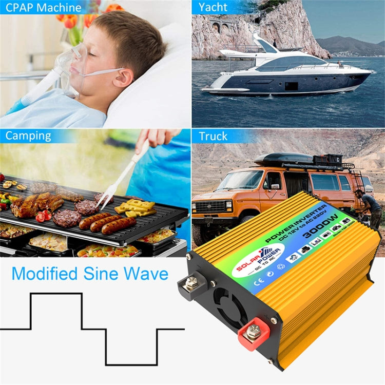 Tang I Generation 12V to 110V 3000W Modified Square Wave Intelligent Car Power Inverter with Dual USB(Yellow) - Modified Square Wave by buy2fix | Online Shopping UK | buy2fix