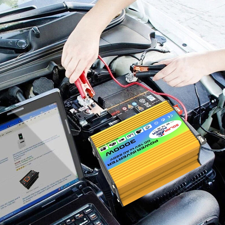 Tang I Generation 12V to 110V 3000W Modified Square Wave Intelligent Car Power Inverter with Dual USB(Yellow) - Modified Square Wave by buy2fix | Online Shopping UK | buy2fix