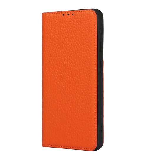 For Samsung Galaxy S21 5G Litchi Genuine Leather Phone Case(Orange) - Galaxy S21+ 5G Cases by buy2fix | Online Shopping UK | buy2fix