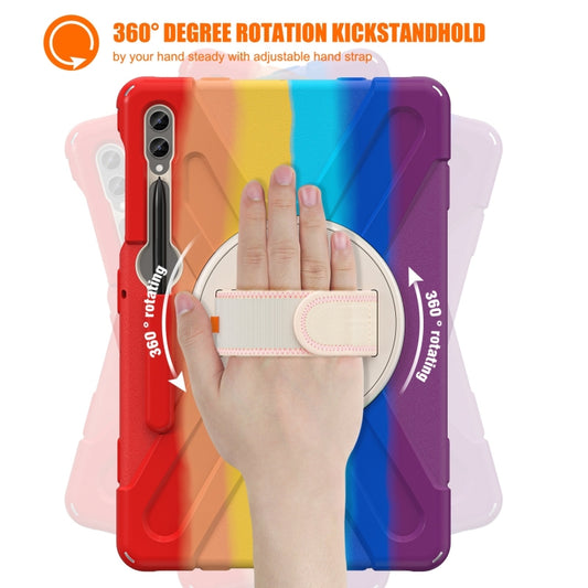 For Samsung Galaxy Tab S7 FE T730 / S7+ / S9+ /S8+ Silicone + PC Protective Case with Holder & Shoulder Strap(Colorful Red) by buy2fix