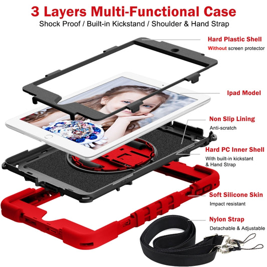 360 Degree Rotation Contrast Color Shockproof Silicone + PC Case with Holder & Hand Grip Strap & Shoulder Strap For iPad mini (2019) / 4(Red+Black) - iPad mini (2019) / mini 5 Cases by buy2fix | Online Shopping UK | buy2fix