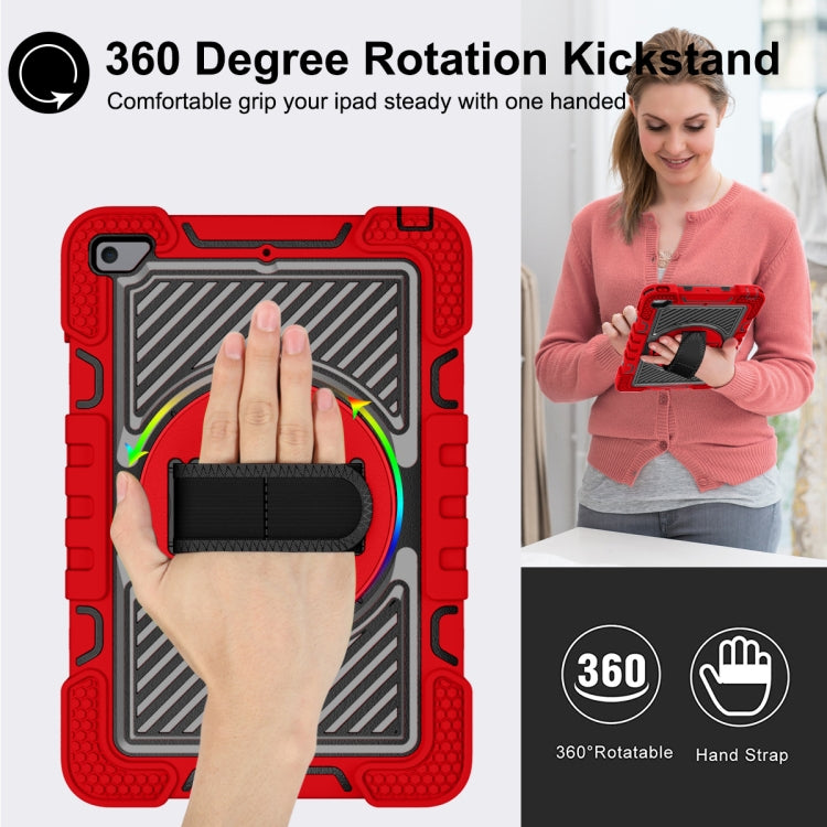 360 Degree Rotation Contrast Color Shockproof Silicone + PC Case with Holder & Hand Grip Strap & Shoulder Strap For iPad mini (2019) / 4(Red+Black) - iPad mini (2019) / mini 5 Cases by buy2fix | Online Shopping UK | buy2fix