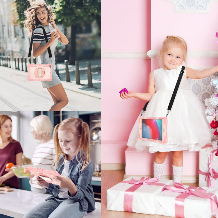 360 Degree Rotation Contrast Color Shockproof Silicone + PC Case with Holder & Hand Grip Strap & Shoulder Strap For iPad mini (2019) / 4(Rose Gold) - iPad mini (2019) / mini 5 Cases by buy2fix | Online Shopping UK | buy2fix