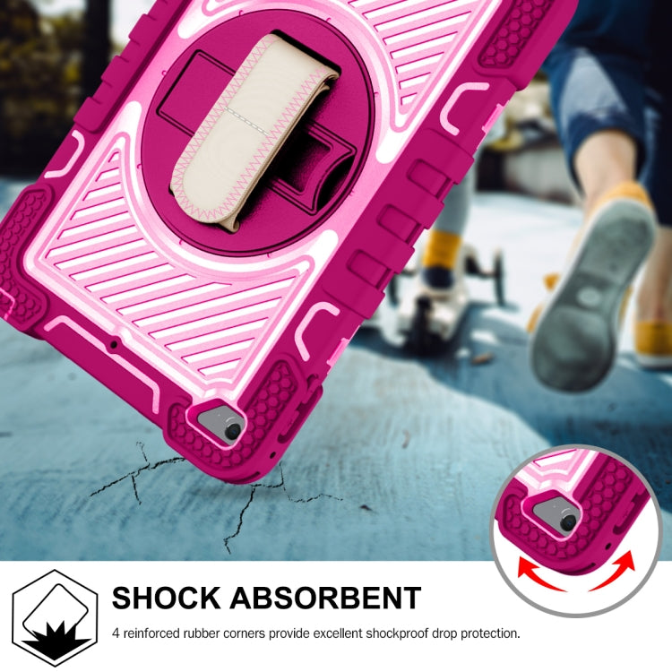 360 Degree Rotation Contrast Color Shockproof Silicone + PC Case with Holder & Hand Grip Strap & Shoulder Strap For iPad mini (2019) / 4(Rose Red+Pink) - iPad mini (2019) / mini 5 Cases by buy2fix | Online Shopping UK | buy2fix