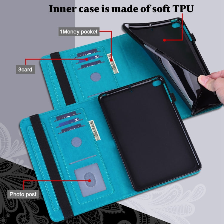 For Samsung Galaxy Tab S8 / Galaxy Tab S7 SM-T870/SM-T875/SM-T876B Lace Flower Embossing Pattern Horizontal Flip Leather Case with Holder & Card Slots & Wallet & Photo Frame(Blue) - Galaxy Tab S8 Cases by buy2fix | Online Shopping UK | buy2fix