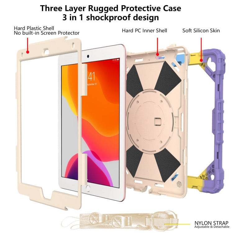 Contrast Color Robot Shockproof Silicon + PC Protective Case with Holder & Shoulder Strap For iPad 9.7 (2018) & (2017) / Air 2 / Air(Colorful Purple) - iPad 9.7 (2018) & (2017) Cases by buy2fix | Online Shopping UK | buy2fix