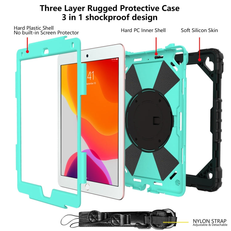Contrast Color Robot Shockproof Silicon + PC Protective Case with Holder & Shoulder Strap For iPad 9.7 (2018) & (2017) / Air 2 / Air(Black+Mint) - iPad 9.7 (2018) & (2017) Cases by buy2fix | Online Shopping UK | buy2fix