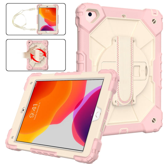 Contrast Color Robot Shockproof Silicon + PC Protective Case with Holder & Shoulder Strap For iPad 9.7 (2018) & (2017) / Air 2 / Air(Rose Gold+Beige) - iPad 9.7 (2018) & (2017) Cases by buy2fix | Online Shopping UK | buy2fix