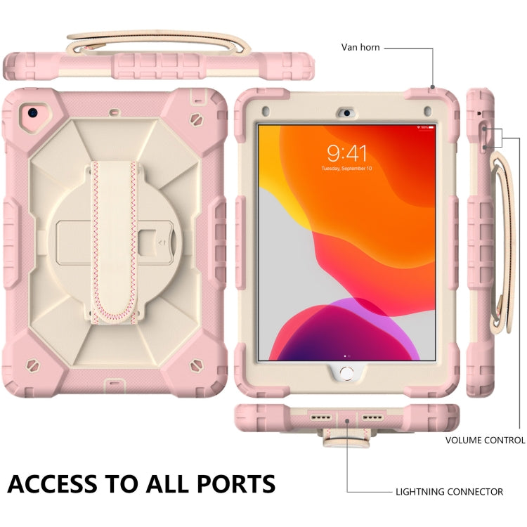 Contrast Color Robot Shockproof Silicon + PC Protective Case with Holder & Shoulder Strap For iPad 9.7 (2018) & (2017) / Air 2 / Air(Rose Gold+Beige) - iPad 9.7 (2018) & (2017) Cases by buy2fix | Online Shopping UK | buy2fix