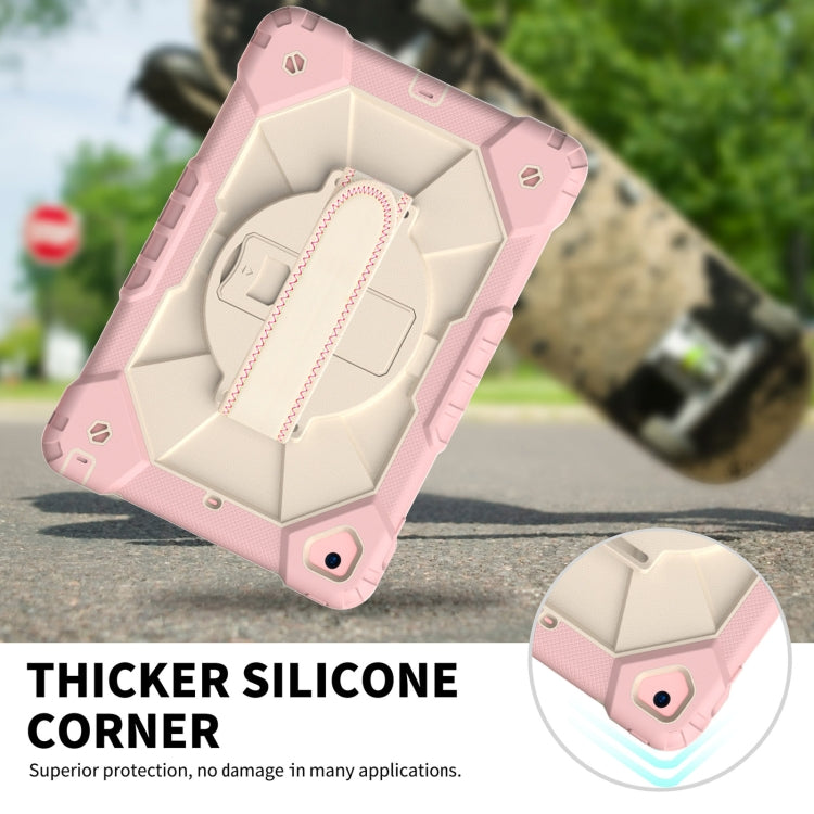 Contrast Color Robot Shockproof Silicon + PC Protective Case with Holder & Shoulder Strap For iPad 9.7 (2018) & (2017) / Air 2 / Air(Rose Gold+Beige) - iPad 9.7 (2018) & (2017) Cases by buy2fix | Online Shopping UK | buy2fix