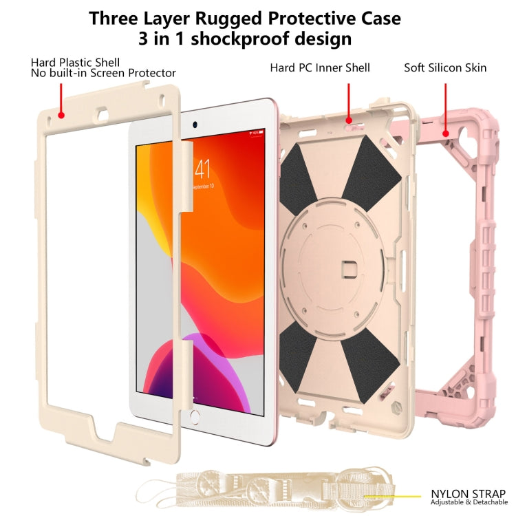 Contrast Color Robot Shockproof Silicon + PC Protective Case with Holder & Shoulder Strap For iPad 9.7 (2018) & (2017) / Air 2 / Air(Rose Gold+Beige) - iPad 9.7 (2018) & (2017) Cases by buy2fix | Online Shopping UK | buy2fix