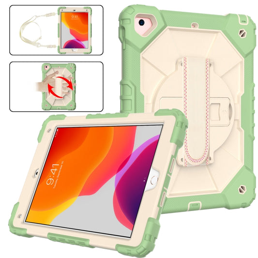 Contrast Color Robot Shockproof Silicon + PC Protective Case with Holder & Shoulder Strap For iPad 9.7 (2018) & (2017) / Air 2 / Air(Matcha Green+Beige) - iPad 9.7 (2018) & (2017) Cases by buy2fix | Online Shopping UK | buy2fix
