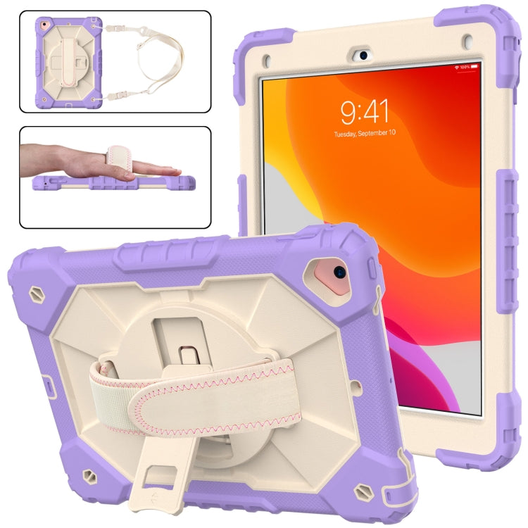 Contrast Color Robot Shockproof Silicon + PC Protective Case with Holder & Shoulder Strap For iPad 9.7 (2018) & (2017) / Air 2 / Air(Purple+Beige) - iPad 9.7 (2018) & (2017) Cases by buy2fix | Online Shopping UK | buy2fix