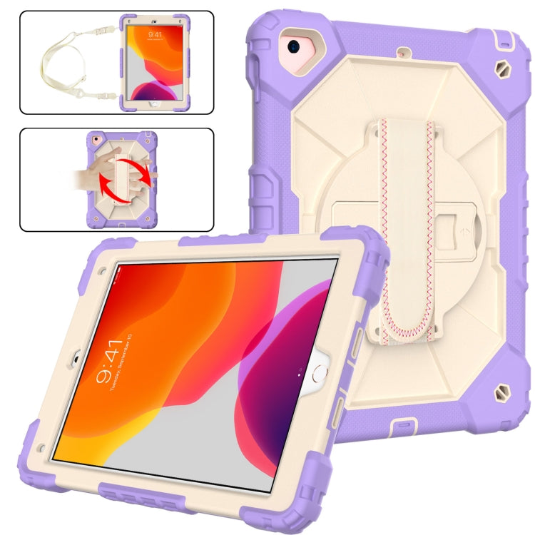Contrast Color Robot Shockproof Silicon + PC Protective Case with Holder & Shoulder Strap For iPad 9.7 (2018) & (2017) / Air 2 / Air(Purple+Beige) - iPad 9.7 (2018) & (2017) Cases by buy2fix | Online Shopping UK | buy2fix