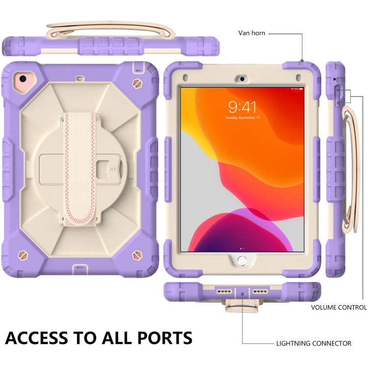 Contrast Color Robot Shockproof Silicon + PC Protective Case with Holder & Shoulder Strap For iPad 9.7 (2018) & (2017) / Air 2 / Air(Purple+Beige) - iPad 9.7 (2018) & (2017) Cases by buy2fix | Online Shopping UK | buy2fix