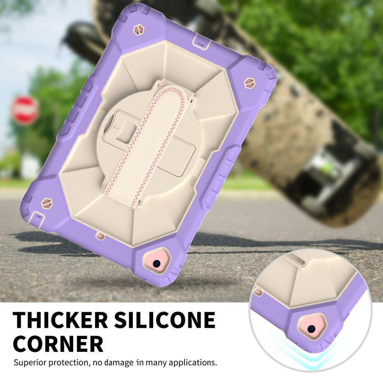 Contrast Color Robot Shockproof Silicon + PC Protective Case with Holder & Shoulder Strap For iPad 9.7 (2018) & (2017) / Air 2 / Air(Purple+Beige) - iPad 9.7 (2018) & (2017) Cases by buy2fix | Online Shopping UK | buy2fix
