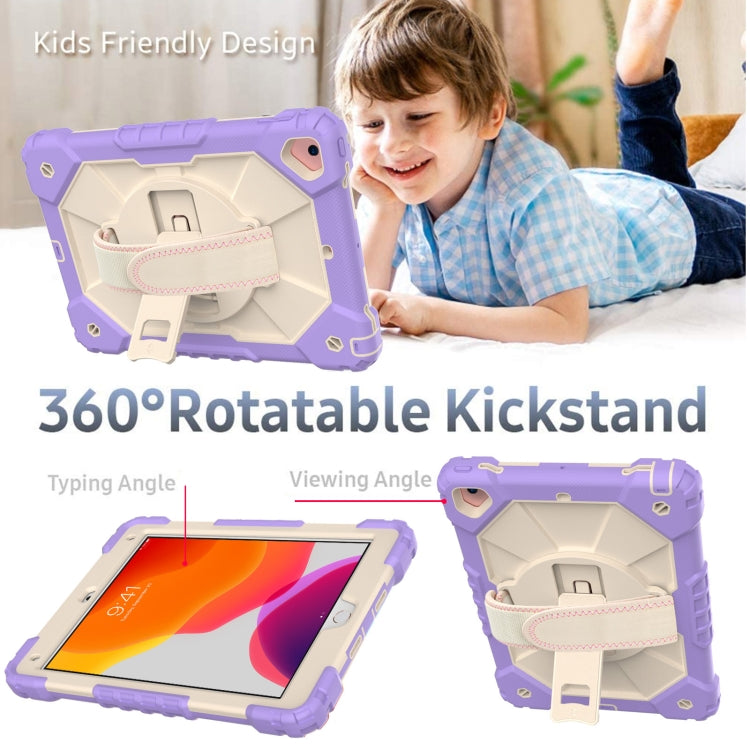 Contrast Color Robot Shockproof Silicon + PC Protective Case with Holder & Shoulder Strap For iPad 9.7 (2018) & (2017) / Air 2 / Air(Purple+Beige) - iPad 9.7 (2018) & (2017) Cases by buy2fix | Online Shopping UK | buy2fix